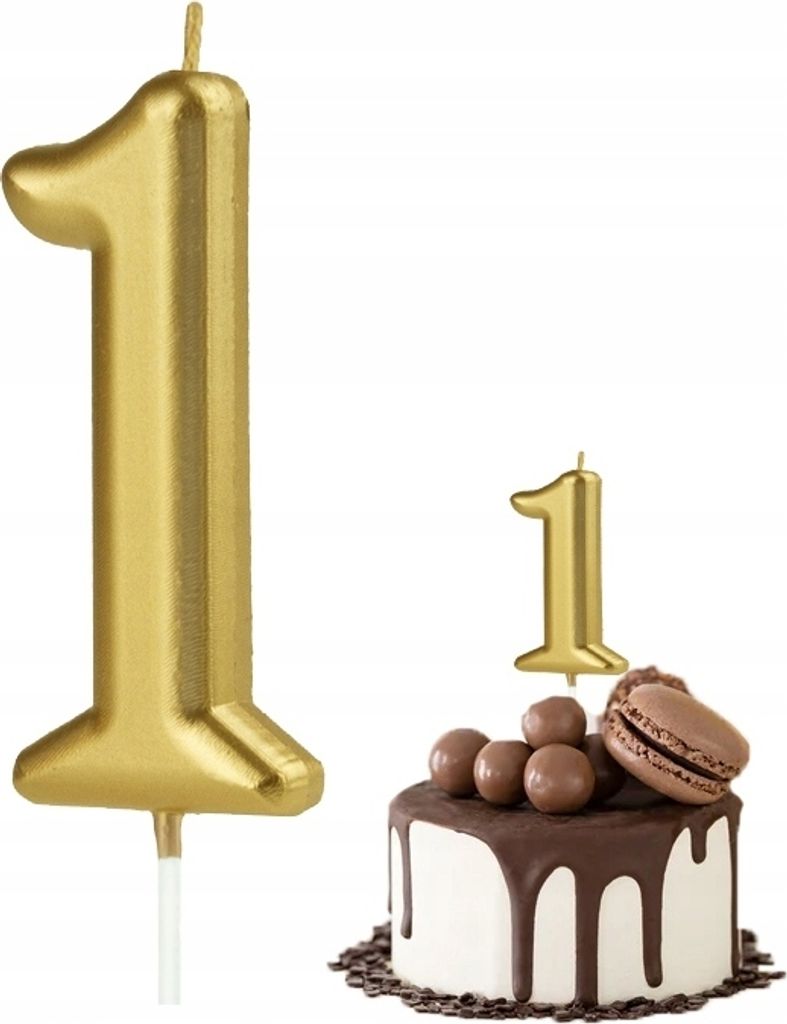 Candela Di Compleanno Numero 1 Numero In Metallo Dorato Per Immagine del prodotto 