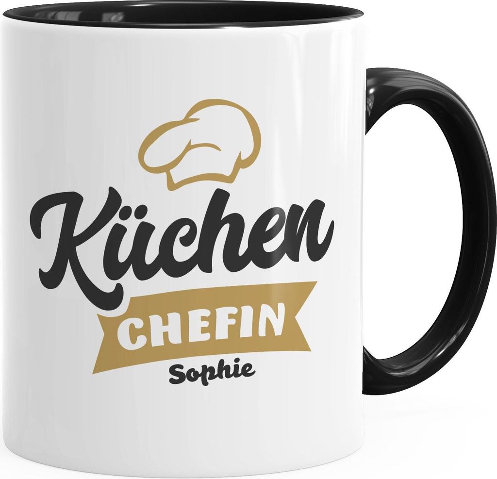 personalisierte Kaffeetasse Küchenchefin Tasse anpassbarer Name personalisierte Geschenke SpecialMe Inner-Schwarz Keramik-Tasse