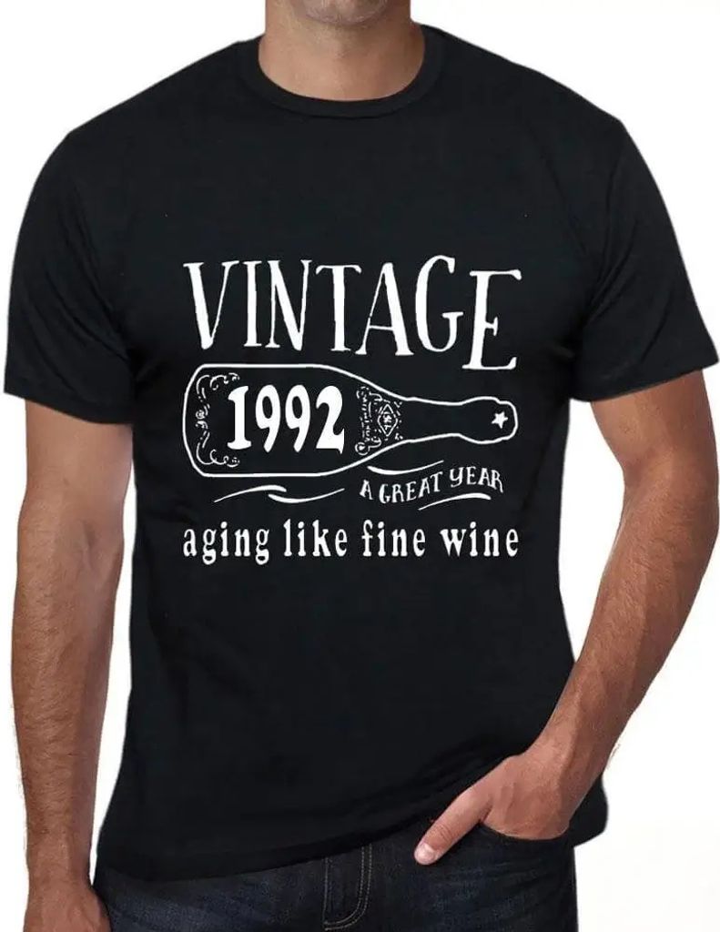 Herren Grafik T-Shirt Reifung wie ein guter Wein 1992 – Aging Like A Fine Wine 1992 – Geschenk 32. Geburtstag Jahrestag 32 Jahre Jubiläum 32 J...