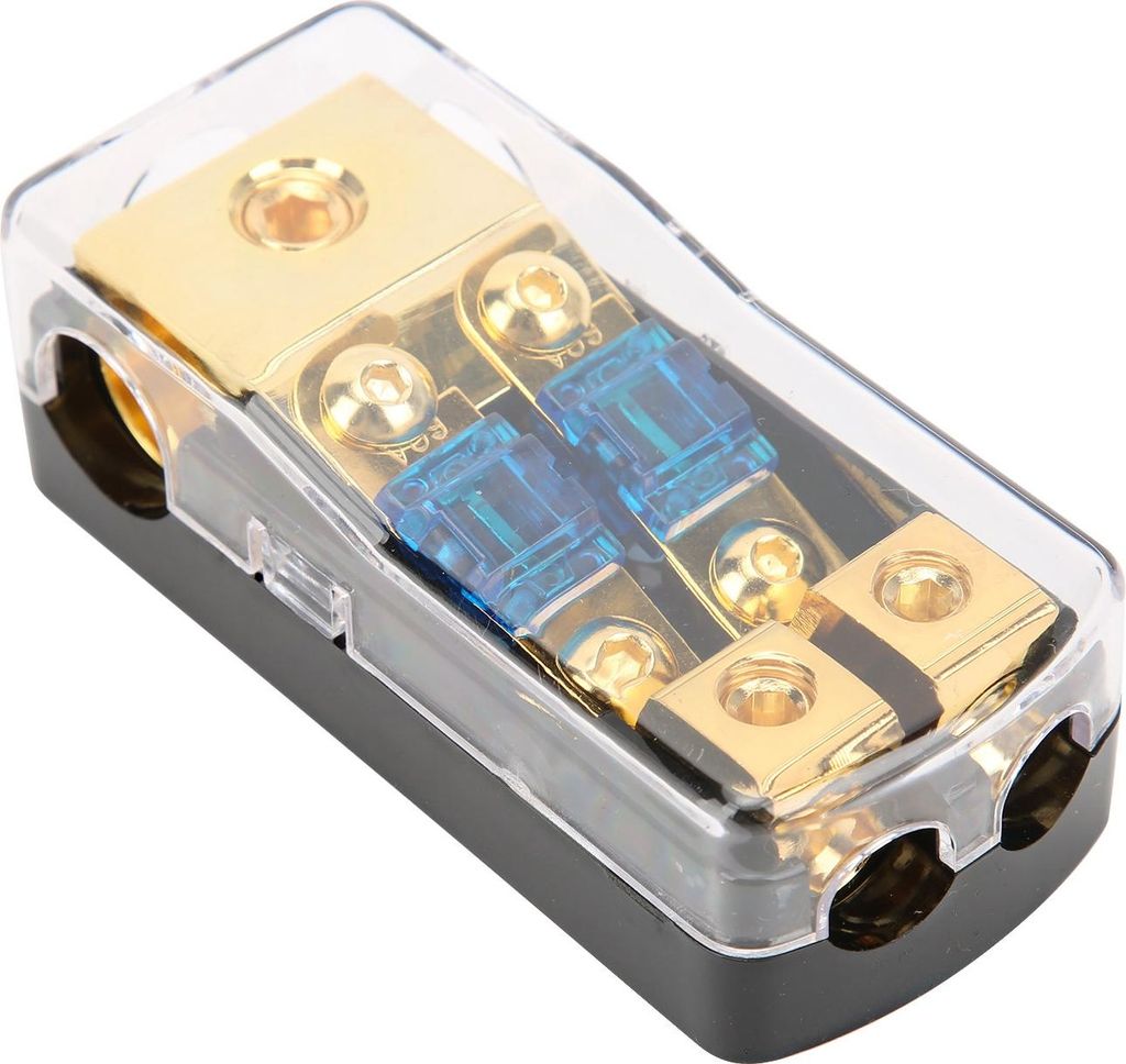60A Stromverteilungsblock 1 in 2 Auswegs -Auto -Audio -Splitter Kupfer Boden Sicherungshalter