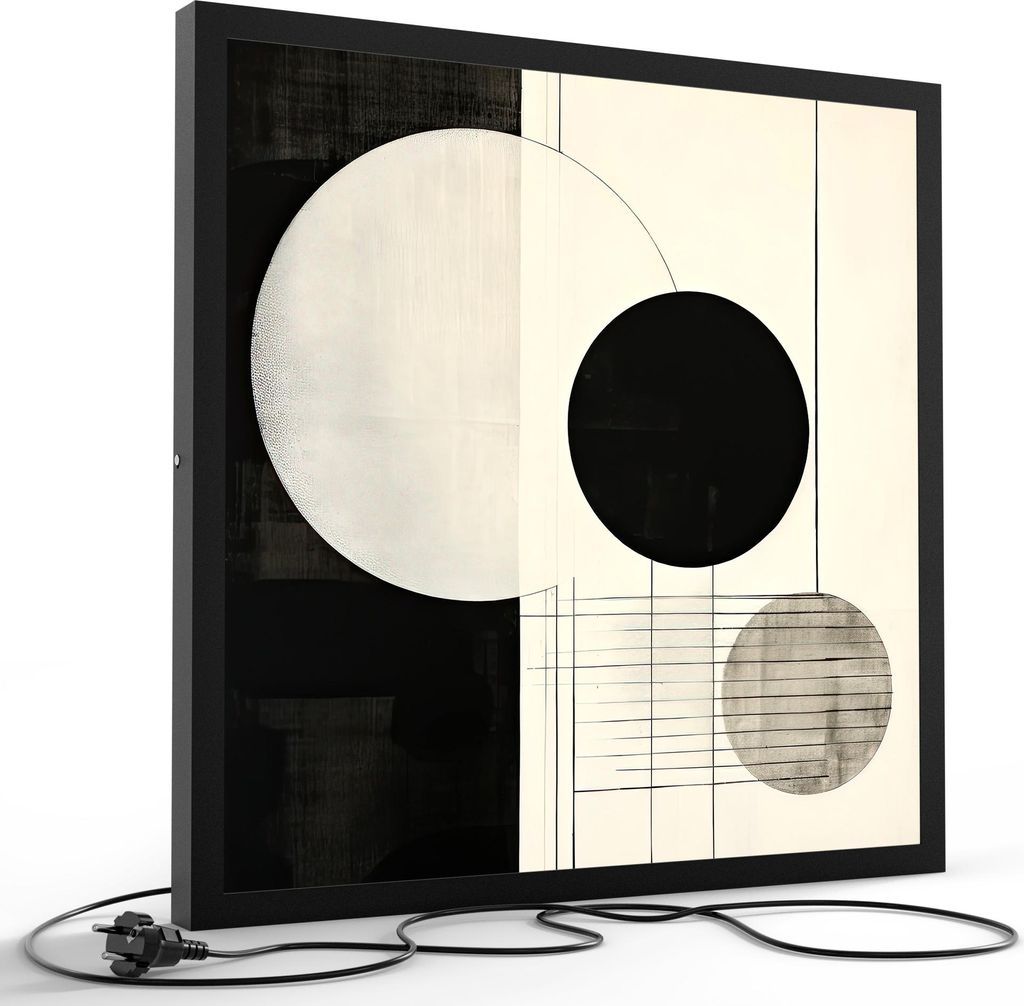 DEQORI LED-Bild & Lampe 60x60 cm Schwarz 'Geometrischer Dreiklang' Leuchtbild LED Leuchte