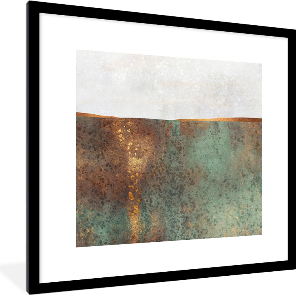 MuchoWow Gerahmtes Poster Abstrakt - Luxus - Gold 40x40 cm - Poster mit Schwarzem Bilderrahmen Wandposter Rahmen Foto Bilder - Poster - Plakat im...