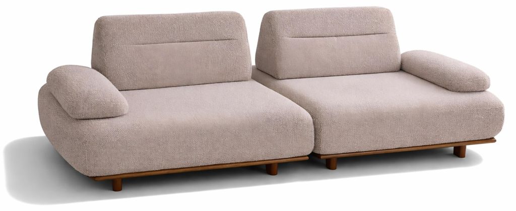 Modern Sofa Set L-Form Ecksofa 3-Sitzer Sofa Design Beige Braun Elementsofa