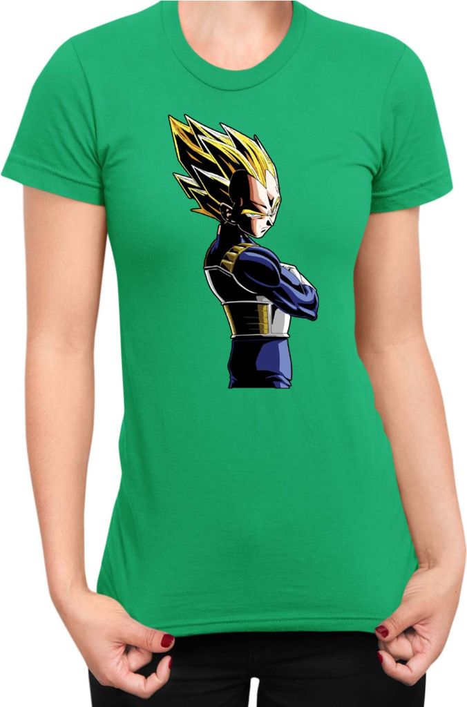 Damen T-Shirt Dragon Anime Manga Ball Z Vegeta 04, Lady M / Grün