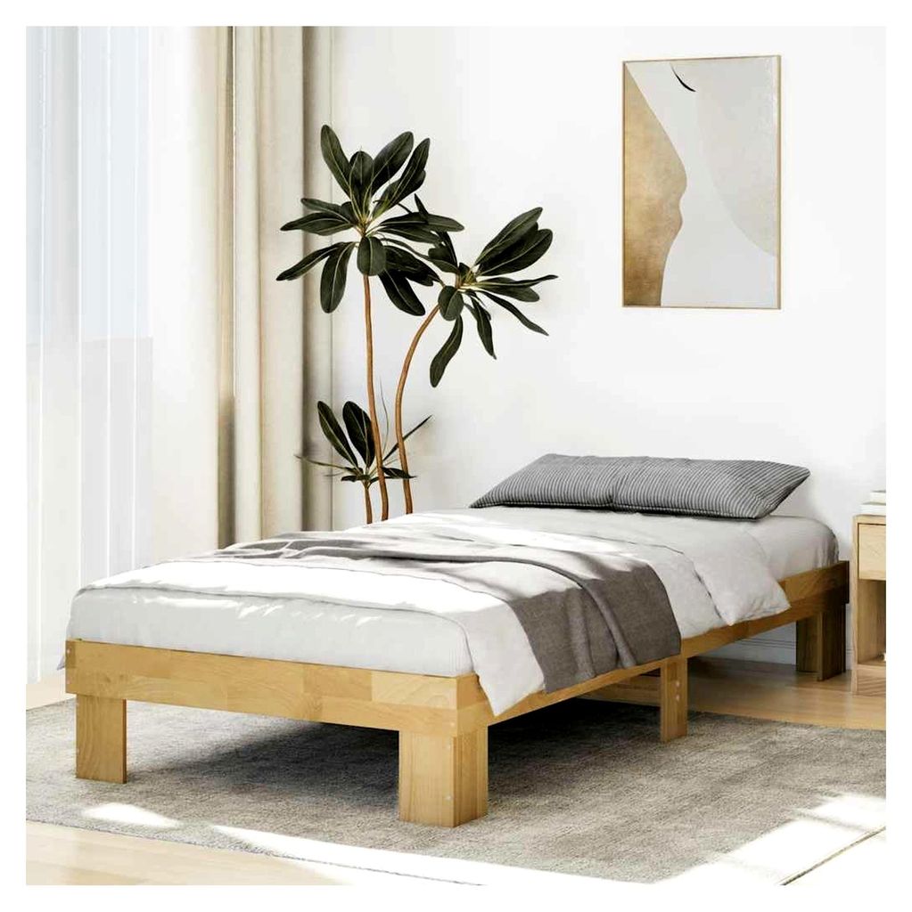 Bettgestell 75x190 cm Einzelbett aus Massivholz Eiche