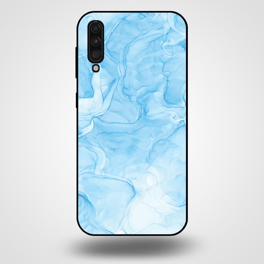 Smartphonica Handyhülle für Samsung Galaxy A50s mit Marmordruck - TPU-Hülle mit Marmor-Design - Hellblau