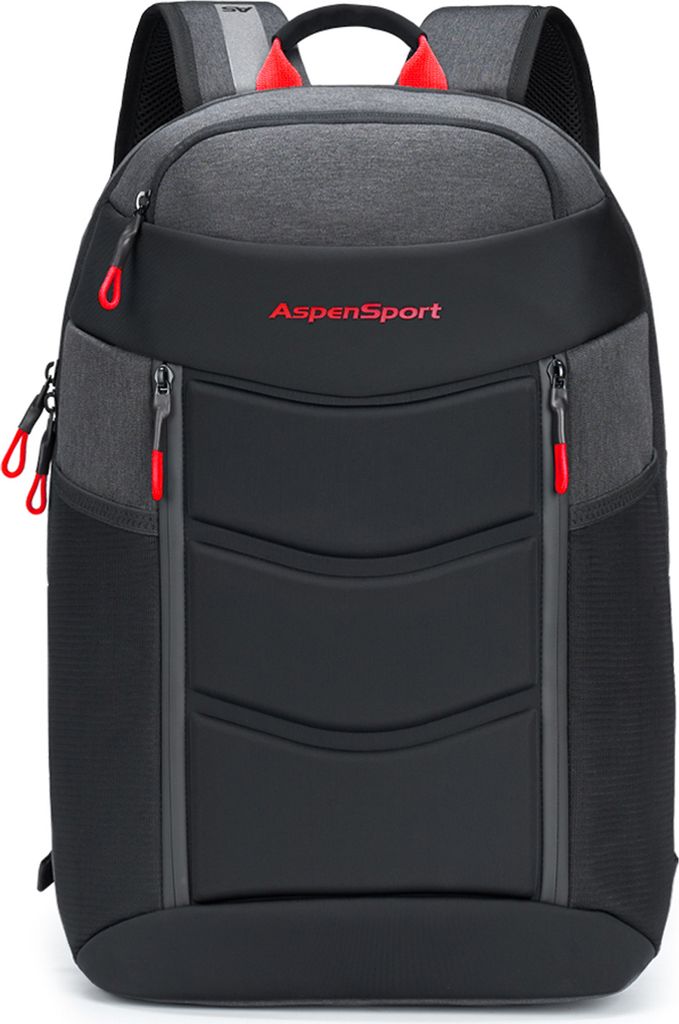 AspenSport Damen & Herren Rucksack | Freizeit/Schule/Sport/Beruf | 22 Liter | Grau/Rot