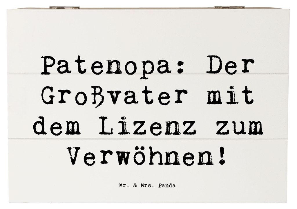 Mr. & Mrs. Panda Holzkiste Spruch Patenopa Verwöhnung 22 x 15 cm - Weiß - Geschenk, Taufpate, schatztruhe, Box, Opa, Aufbewahrungsbox Holz, Liebe...