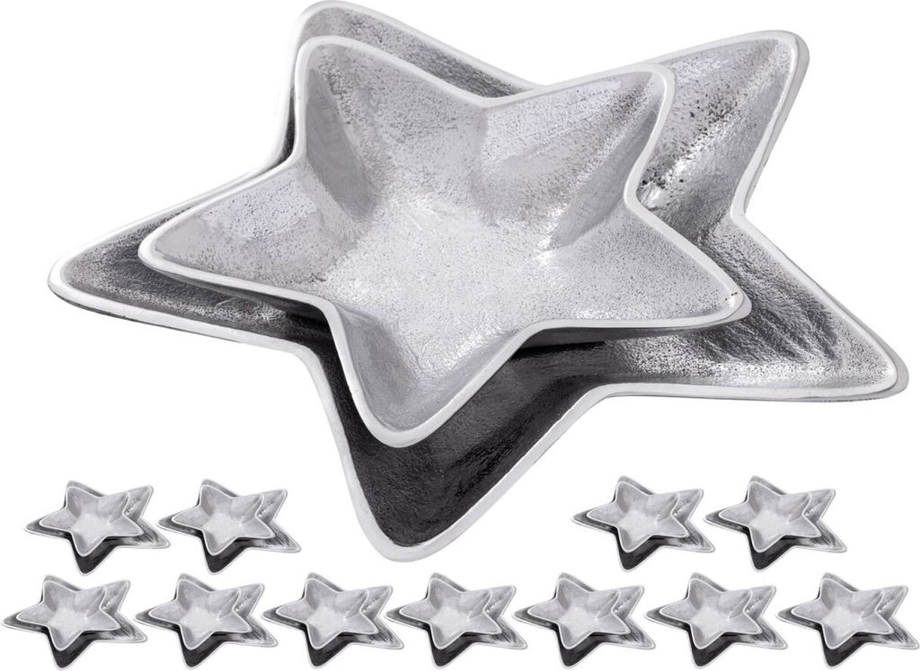 Soma Dekoschalen Stern 12x 2er Set Masterbox Starlight gold o. silber Weihnachtsdeko Aluminium silber