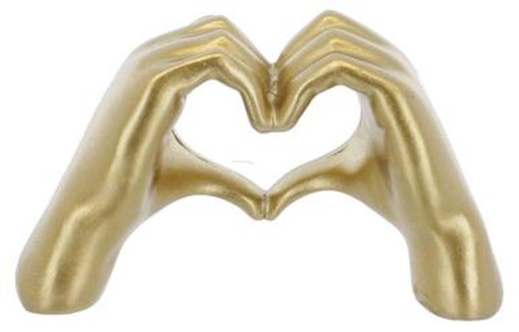 Goldfarbenes Dolomit Dekoobjekt Herzformende Hände, ca. 13 x 3,5 x 7 cm
