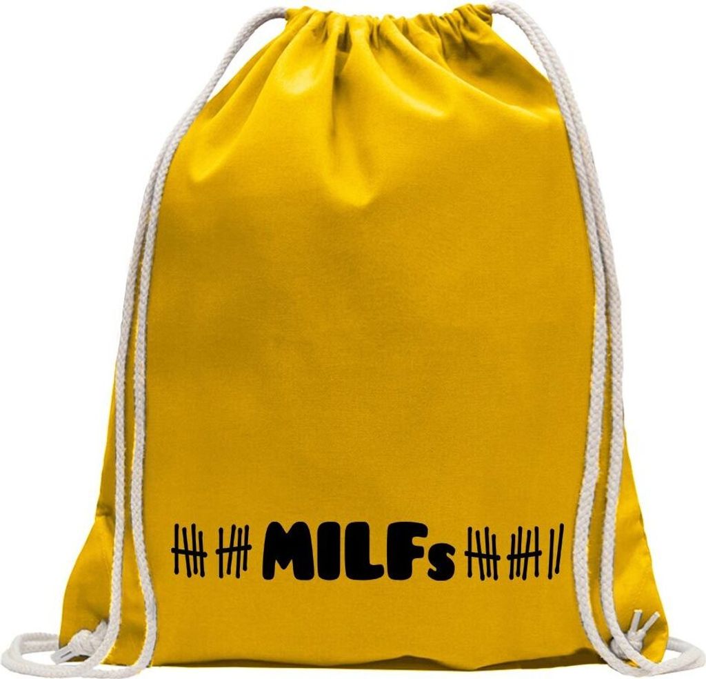 Kiwistar - Turnbeutel - gelb - MILFs Motiv2 - Fun Rucksack Sport Beutel Gymsack Baumwolle mit Ziehgurt