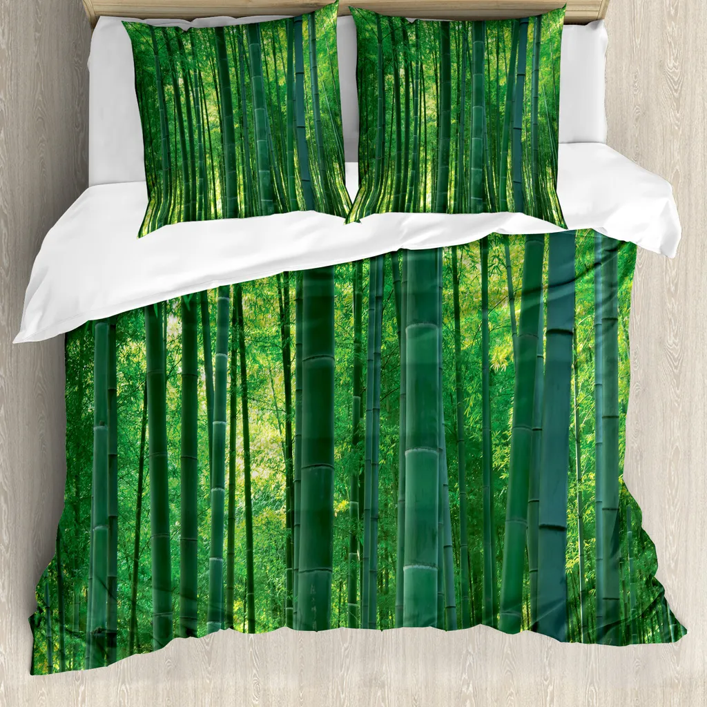 Wylder Tropics Kushiro Set Copripiumino Singolo – Verde Oliva, Cotone 180 Fili, Design Con Gru E Fiori