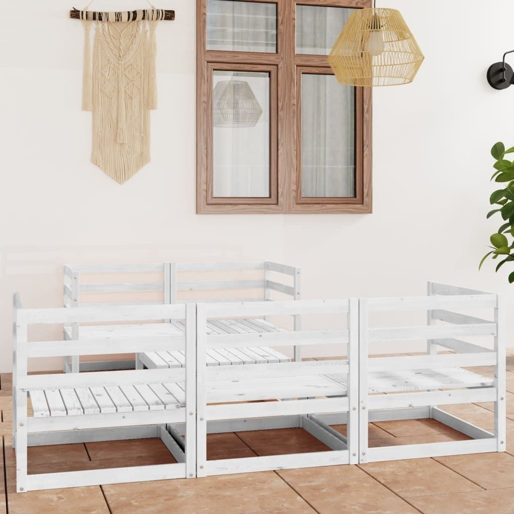 Maison Exclusive - 6-tlg. Garten-Lounge-Set Weiß Massivholz Kiefer