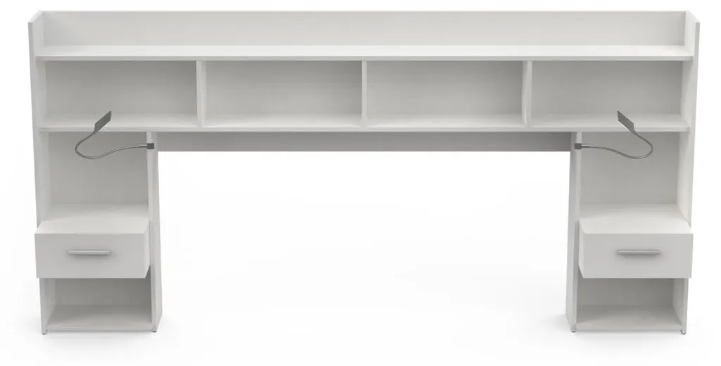 Aménager une petite chambre : Tête de lit CHICAGO blanche liseuses LED