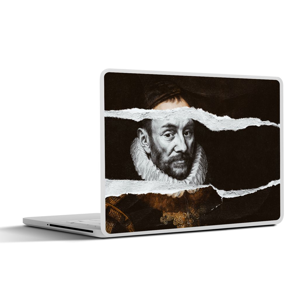 MuchoWow Laptop Aufkleber Sticker Cover Wilhelm von Oranien - Alte Meister Schwarz und Weiß 25x18 cm - Laptop-Deko