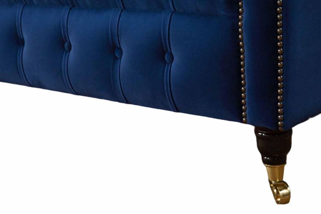Chesterfield Büro Sitzmöbel Einrichtung Sofa Couch 2 Sitz Textil Blau
