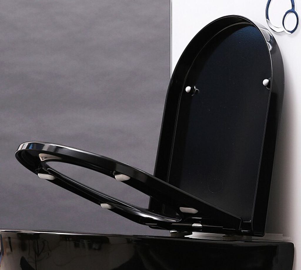 BERNSTEIN Duroplast WC-Sitz U1002 in Schwarz mit Softclose-Absenkautomatik und Take-Off-Funktion, Universelle D-Form