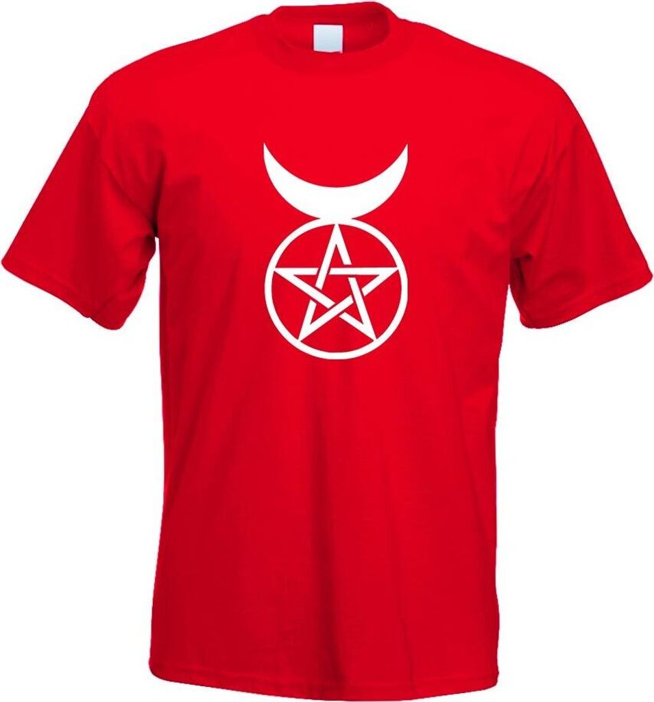 Kiwistar - T-Shirt - rot - Gehörnter Gott - Horned god Motiv Bedruckt Funshirt Design Print - mit Motiv Bedruckt - Funshirt Design - Sport - Freiz...