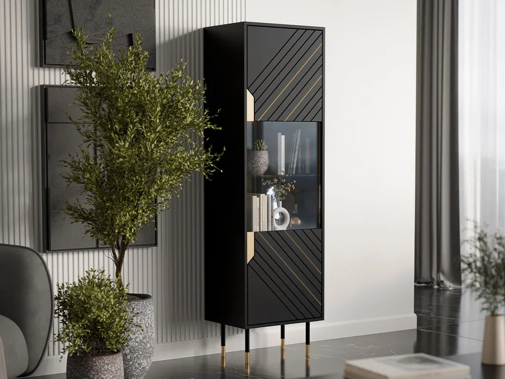 Vitrine étroite SACUL noir et or : la solution pour petits espaces - 6
