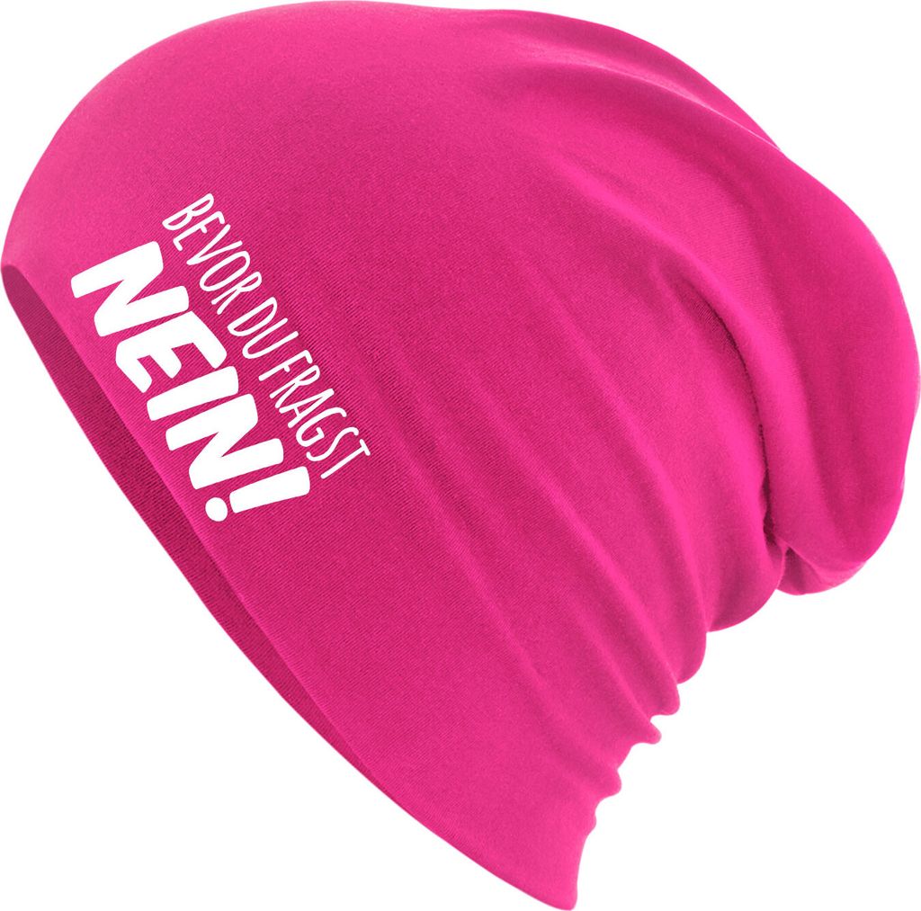 Huuraa Beanie Bevor du fragst Nein Schriftzug Fuchsia One Produktbild 