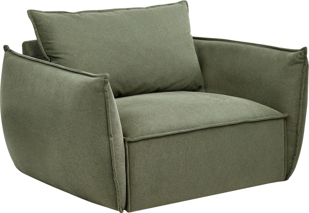 BELIANI Sessel Grün aus Stoff Gepolstert mit Tiefem Breitem Sitz Modern Gemütlich Polstersessel Stoffsessel Wohnzimmermöbel