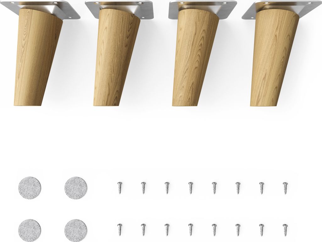 4x sossai Holzfüße rund - schräge Ausführung 10cm Eiche Produktbild 