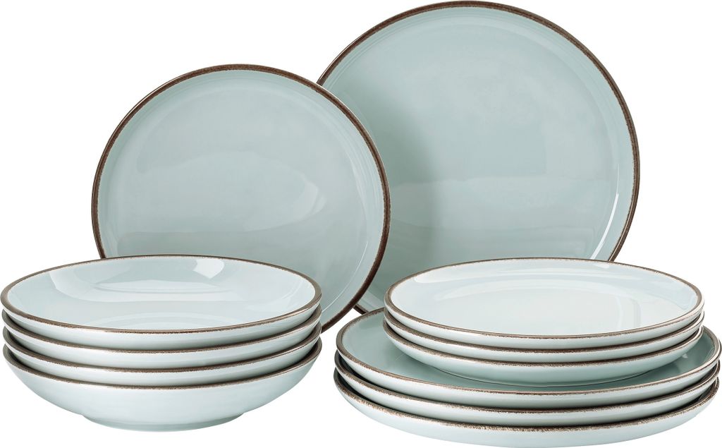 Rosenthal Starter-Set 12-tlg. Profi Casual Mint Porzellan Grün-Braun Teller flach 22 cm|Profi Casual|Mint|10660-405406-10862 Teller flach 27 cm|Pr...