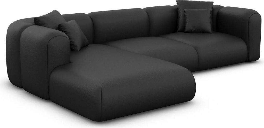 Echtleder L-Form Sofa Belio Schwarz Links