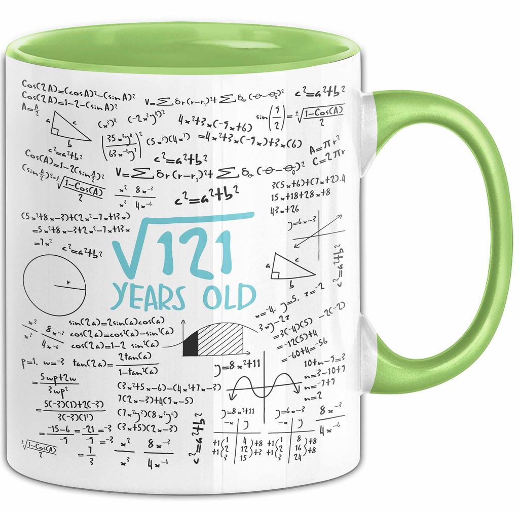 Wurzel aus 121 Tasse Geschenk Mathe Fan 11. Geburtstag Humorvoll (Grün)