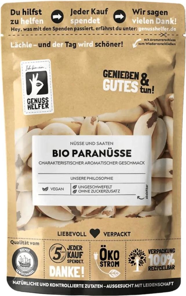 Paranüsse , ganze Paranusskerne, Nüsse ohne Schale, 3 x Produktbild 