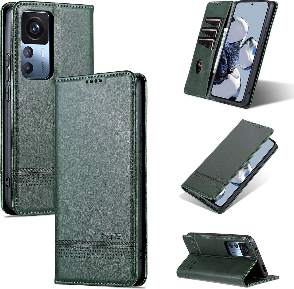 Xiaomi 12T Pro Leder Hülle, Klapphüllen Brieftasche Magnetverschluss Ständer Schutzhülle für Xiaomi 12T / 12T Pro / Redmi K50 Ultra Grün