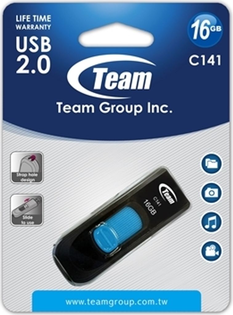Team Group TC14116GL01 Team Group C141 16GB USB 2.0 Typ A Schwarz, Blau USB-Stick