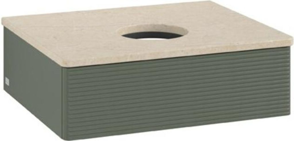 V&B Waschtischunterschrank mit Frontstruktur Antao 60x19x50cm, WBP botti., lea gre. m Lac