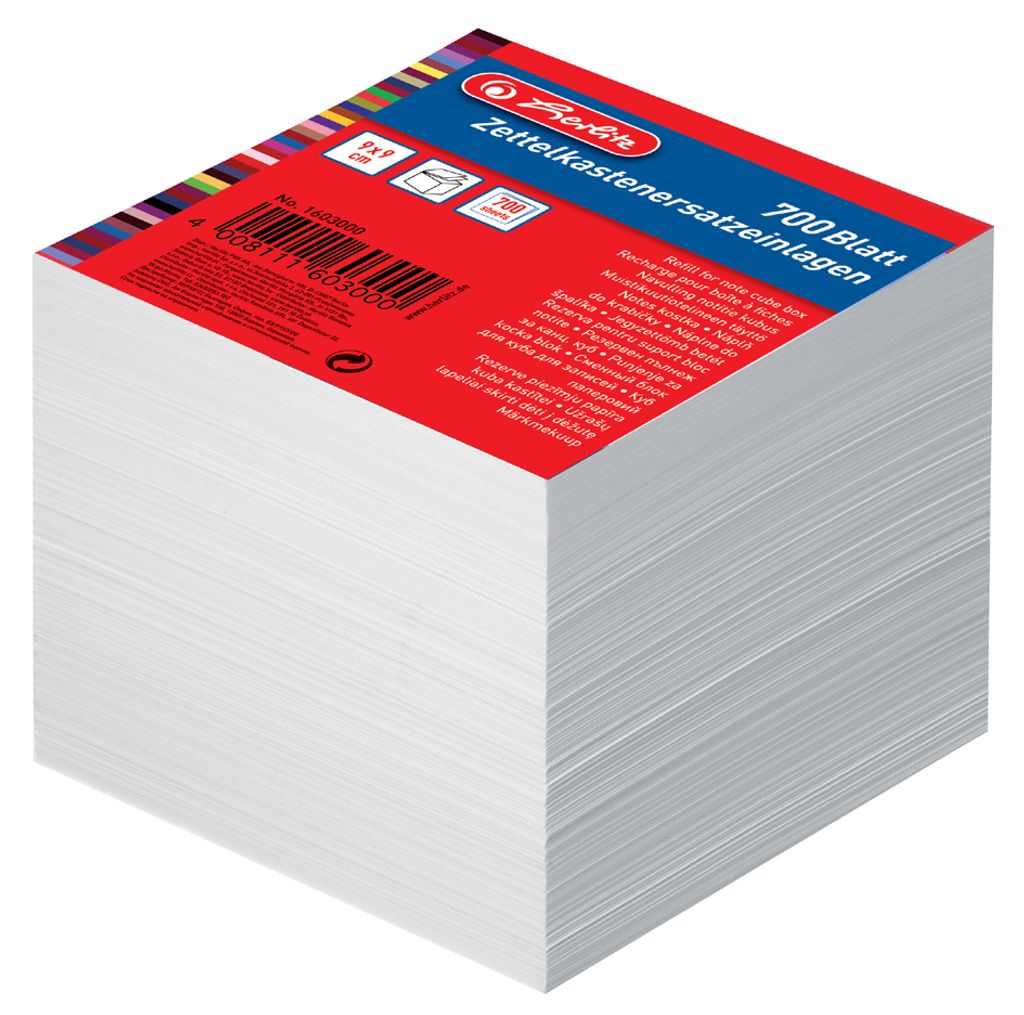 Herlitz Zettelboxeinlagen 90 x 90 mm weiß 700 Blatt Produktbild 