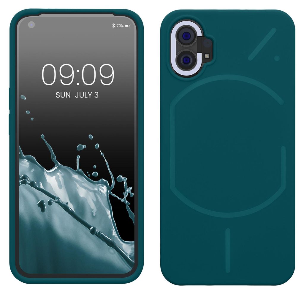 kwmobile Handyhülle für Nothing Phone (1) Hülle - Case Silikon - Kabelloses Laden - Schutzhülle Cover in Petrol matt