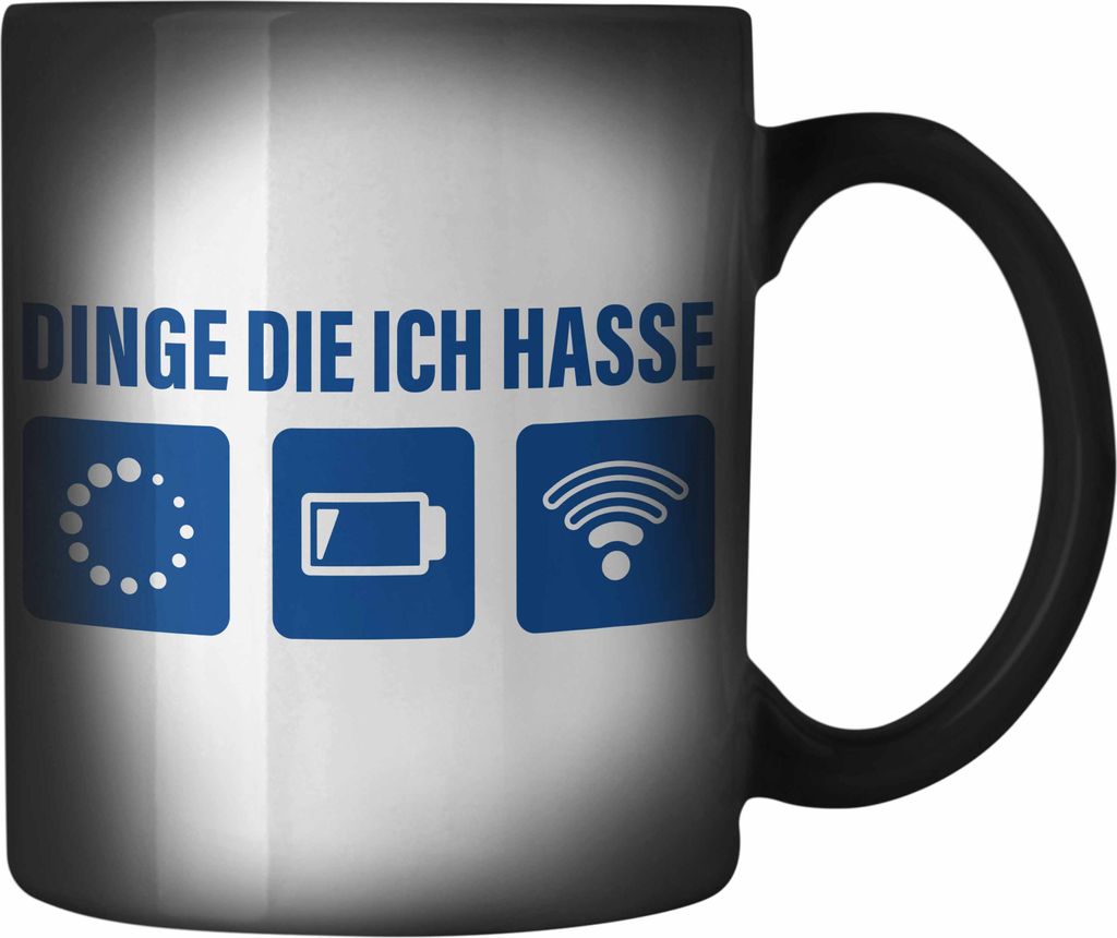Trendation - Dinge Die Ich Hasse Farbwechsel Zauber-Tasse Lustige Nerd Karabiner Farbwechsel Zauber-Tasse Edelstahl Wlan Akku Loading 5. 6. 7. Gebu...