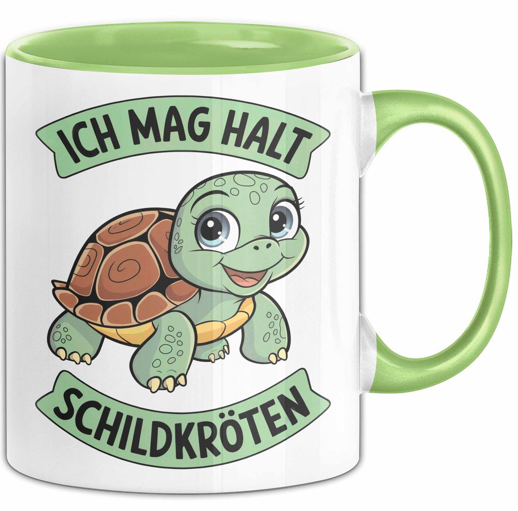 Schildkröte Tierliebhaber Tasse Geschenk Lustige Geschenkidee Spruch Ich Mag Halt Schildkröten (Grün)