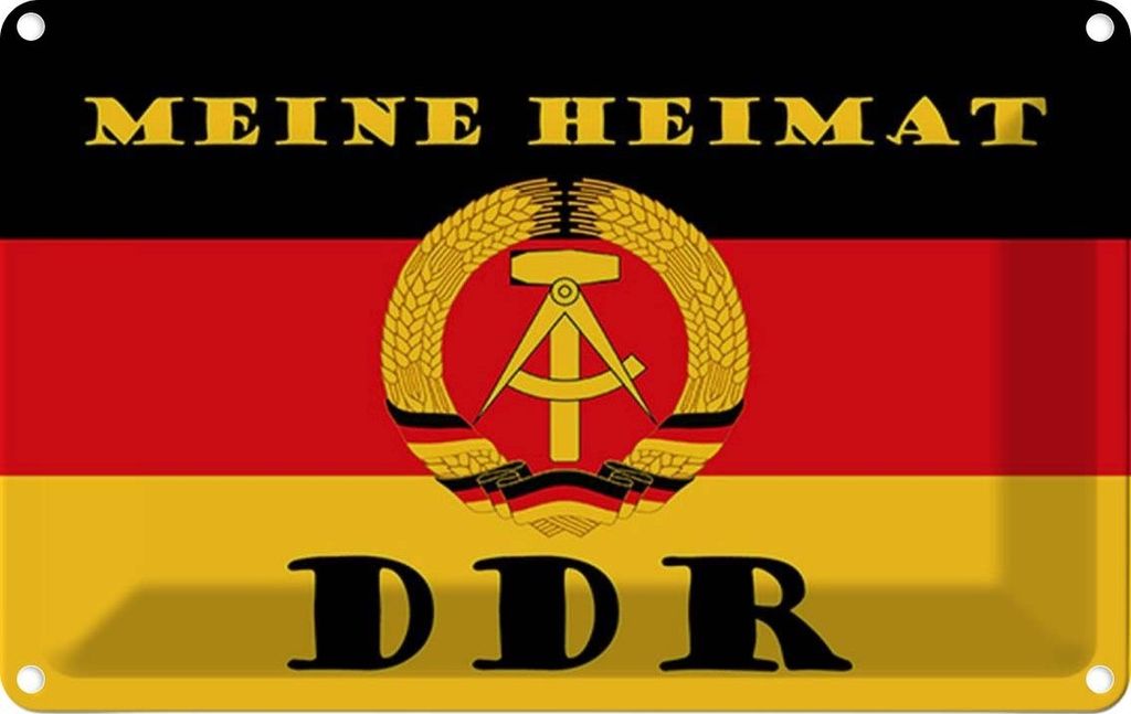 vianmo Blechschild 12x18 cm meine Heimat DDR Fahne Ostalgie Deutschland Flagge Wappen
