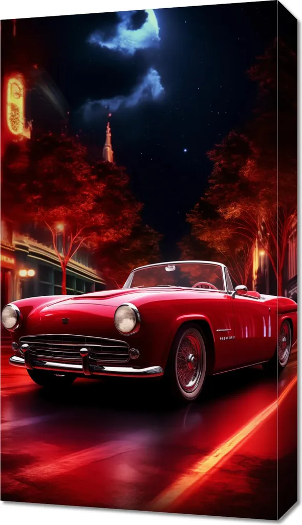 Tableau Déco Voiture 40x70 cm - Toile Murale Style Industriel pour Salon