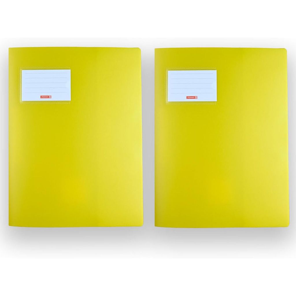 Brunnen | 2 Schnellhefter FACT! pp (2er Set gelb)(A4, transluzent, mit Namensschild, Einstecktasche, Dokumentenmappe, Fächermappe, Hefter)