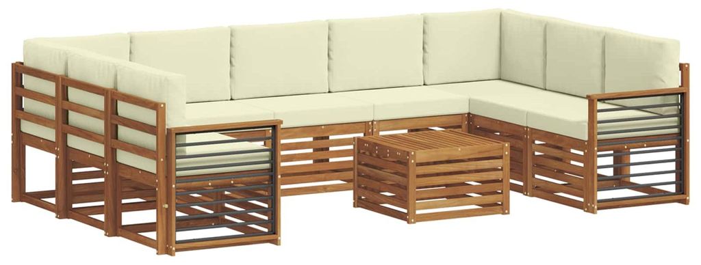vidaXL Sofagarnituren 10 pcs Natur und Creme Massivholz Akazie