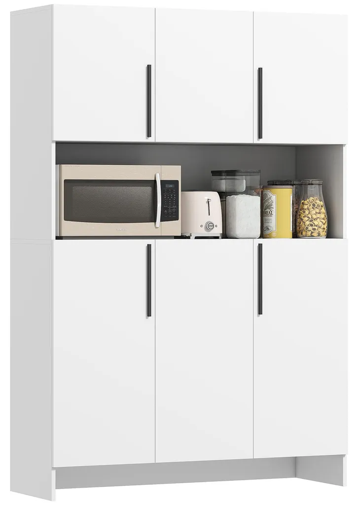 Armoire de cuisine silencieuse à 4 portes et niche pour micro-ondes 180cm