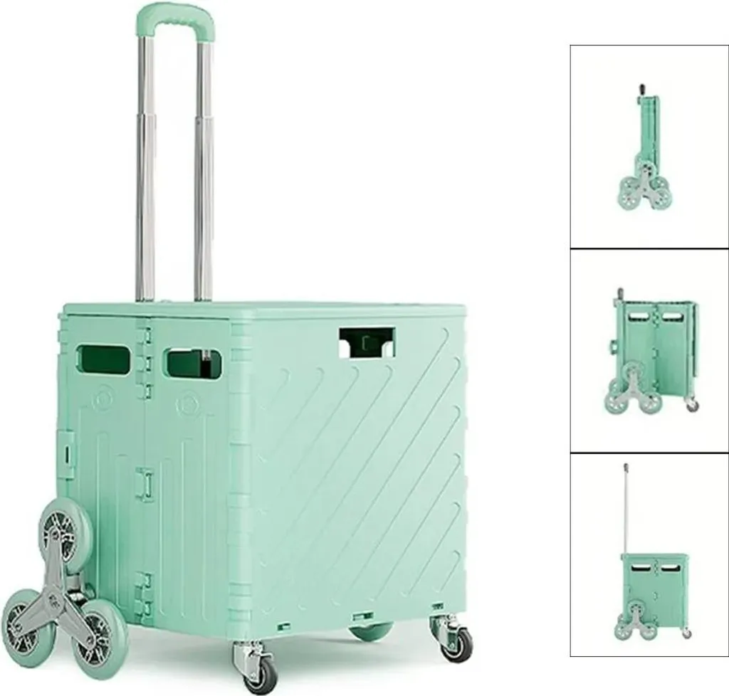 Poussette de marché 4 roues grande capacité 75L - Chariot Vert Pliable