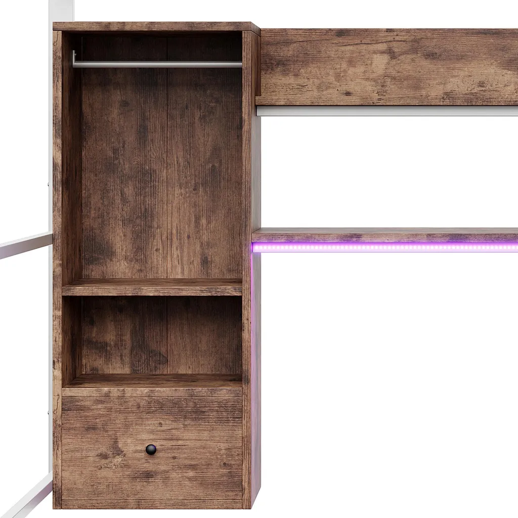 Lit Combiné 140x200 pour Gain de Place avec Bureau et Rangement - 9