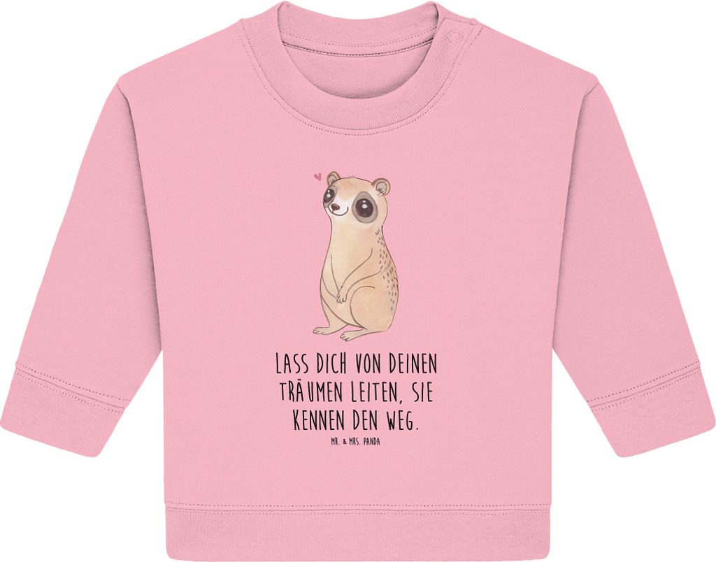 Mr. & Mrs. Panda Organic Baby Pullover Plumplori Glücklich 6. - 12. Monat - Baumwolle Pink - Geschenk, Bullover, Lustige Sprüche, Niedlich, Glück