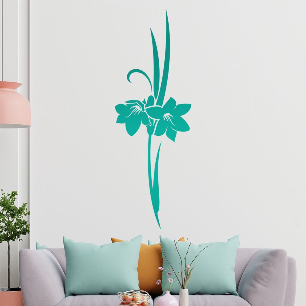 Blumen - Linien Wandtattoo in 6 Größen - Wandaufkleber Wall Sticker - Dekoration, Küche, Wohnzimmer, Schlafzimmer, Badezimmer