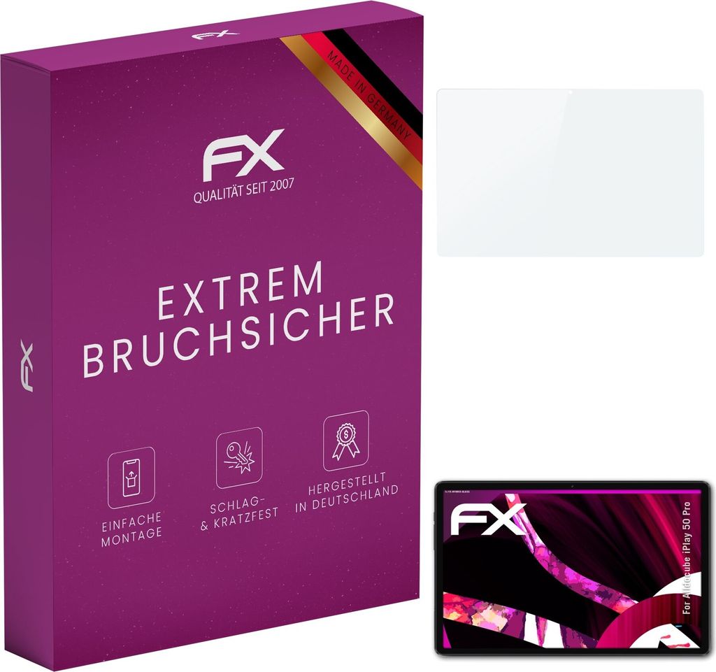 atFoliX FX-Hybrid-Glass Displayfolie kompatibel mit Alldocube iPlay 50 Pro Glasfolie