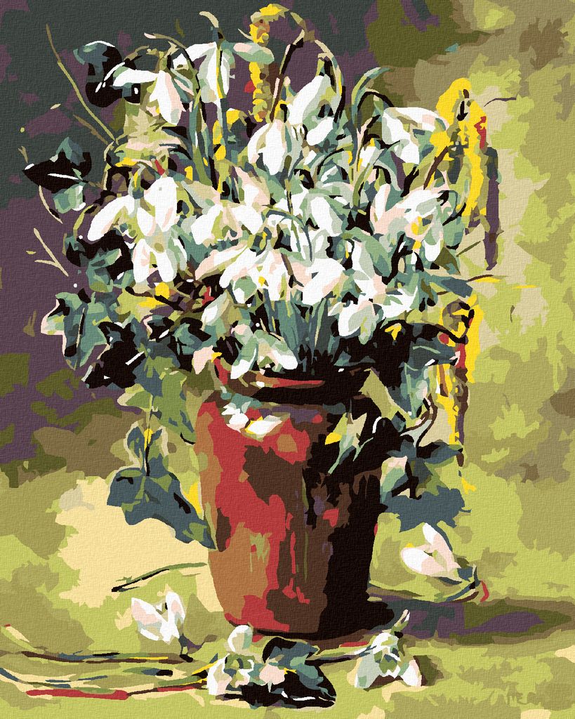Zuty - Malen nach Zahlen - OSTERNBLUMEN IN BRAUNER VASE, 40x50 cm, ohne Keilrahmen