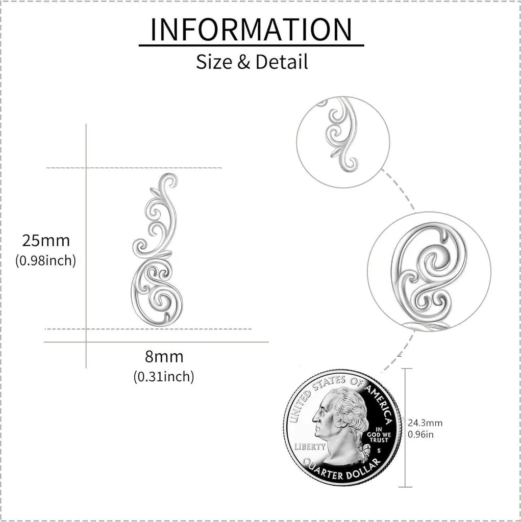 Boucles d'oreilles feuilles en argent sterling style rétro chic