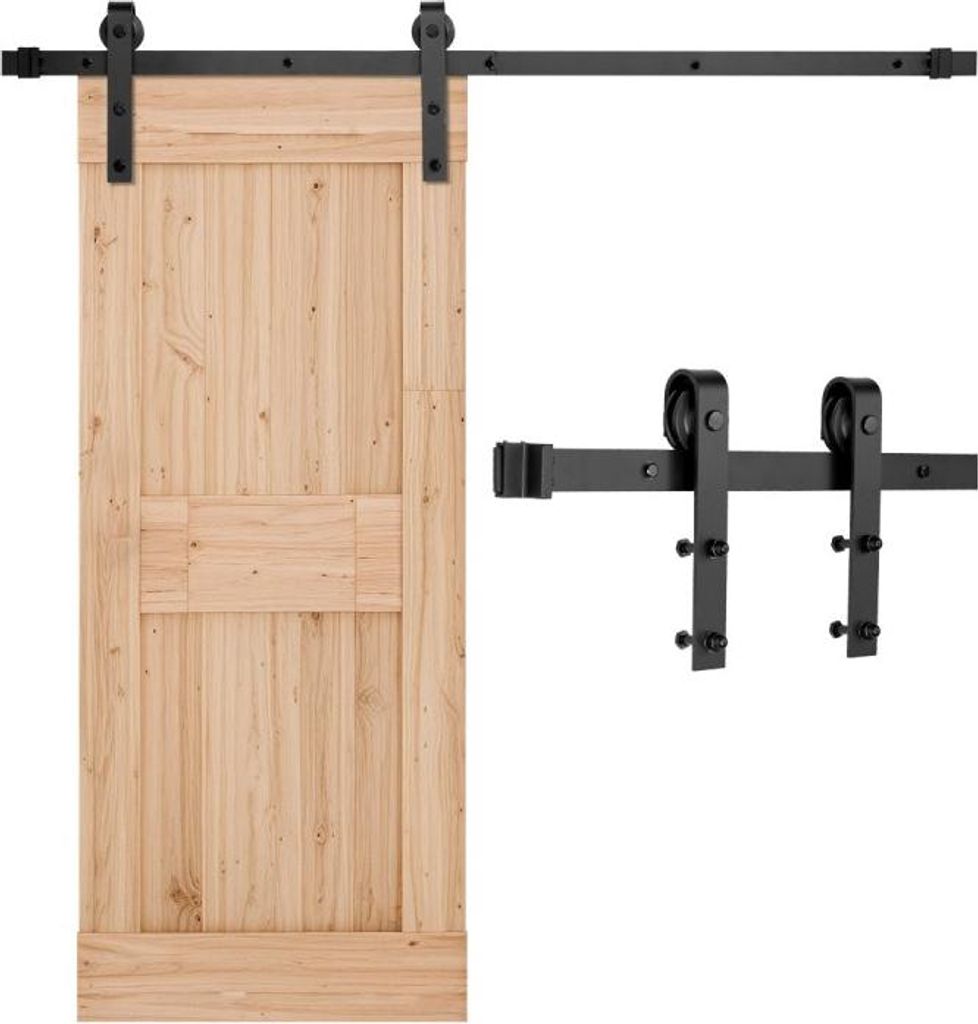 Schiebetürsystem 150kg - Schiebetürbeschlag mit 1,5m Laufschiene - Schwarzes Schiebetürset